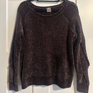 Calia Deep Purple Ribbed Velvet Sweater